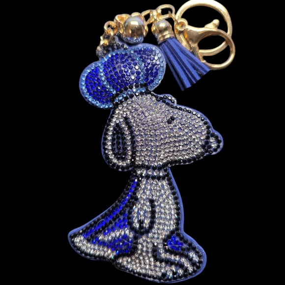 charmed by slg Accessories - Royal Snoopy Bag Charm Keychain with Crown - Blue and Gold